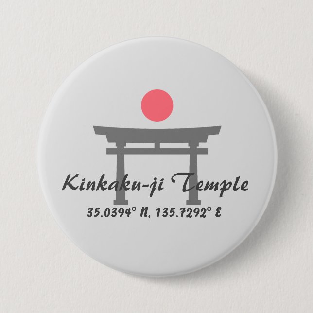Badge Rond 7,6 Cm Kinkaku-ji Temple Latitude  Longitude  (Devant)