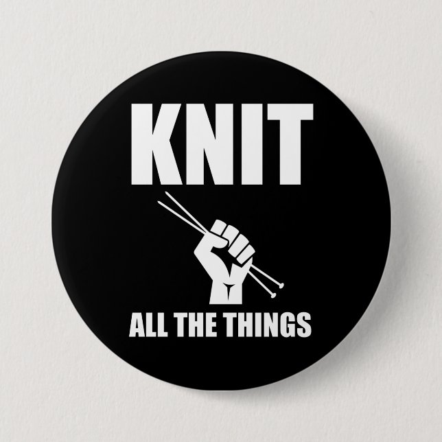 Badge Rond 7,6 Cm Knit All Things Funny Tricot (Devant)