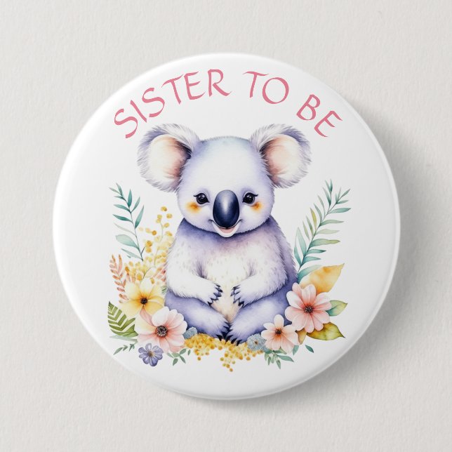 Badge Rond 7,6 Cm Koala Bear Soeur à thème être Baby shower (Devant)