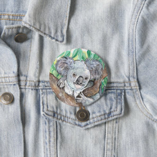 Badge Rond 7,6 Cm Koala dans la peinture d'arbre Eucalyptus