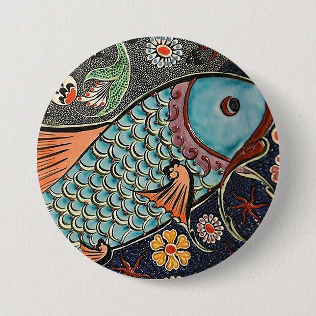 Badge Rond 7,6 Cm Koi Mosaic (Devant)
