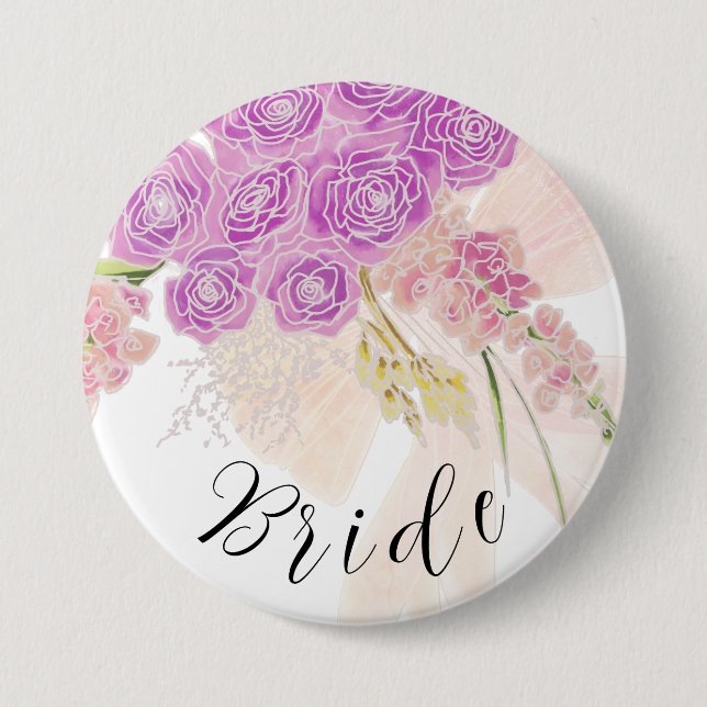Badge Rond 7,6 Cm La Boca Rosa blush sheer bow and bouquet Brides (Devant)