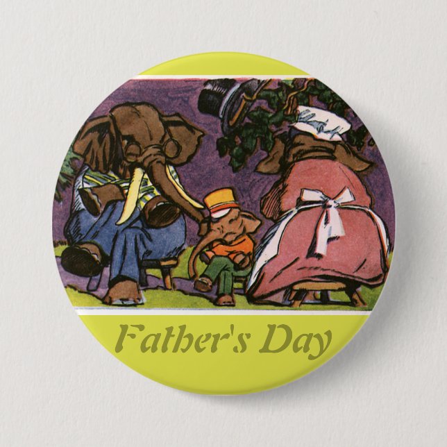 Badge Rond 7,6 Cm La famille des éléphants - (Devant)