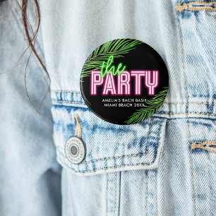 Badge Rond 7,6 Cm La Fête Verte & Rose Tropical Bach