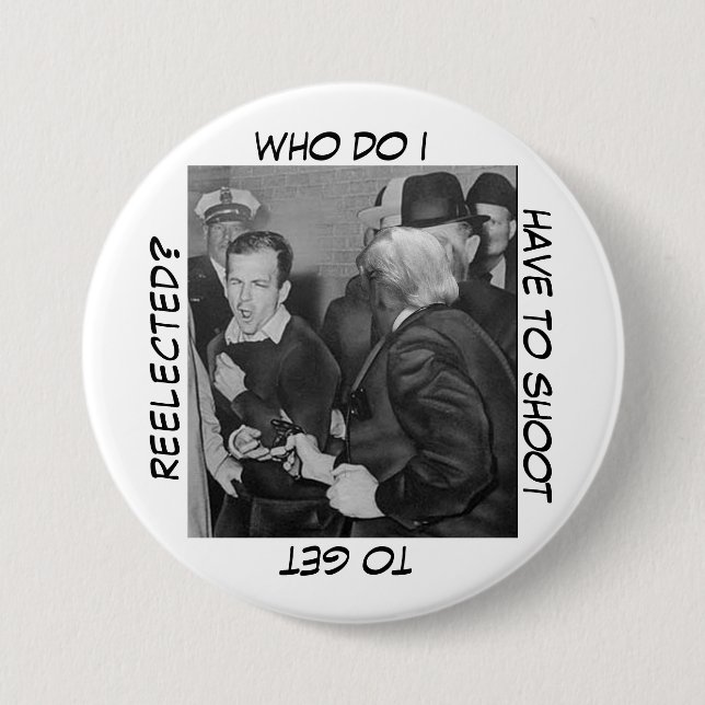 Badge Rond 7,6 Cm La grande question de Trump (Devant)