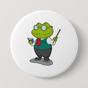Badge Rond 7,6 Cm La grenouille comme enseignant avec livre