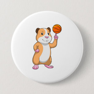 Badge Rond 7,6 Cm La Guinée joue au basket-ball avec le basket-ball.