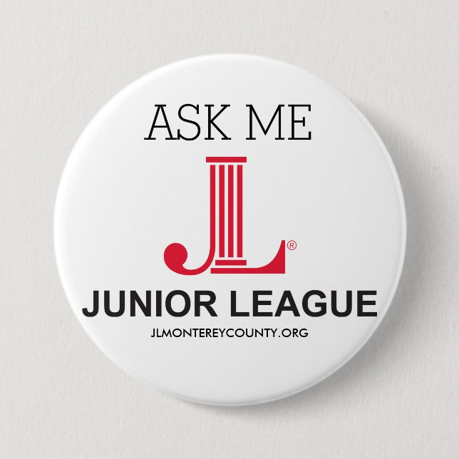 BADGE ROND 7,6 CM LA LIGUE JUNIOR ME DEMANDENT DE ME BOUTONNER (Devant)