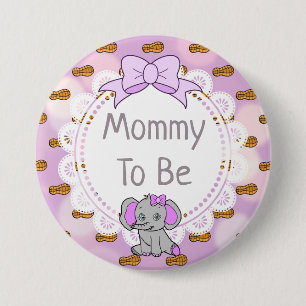 Badge Rond 7,6 Cm La maman à thème éléphante pour être Baby shower