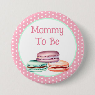 Badge Rond 7,6 Cm La maman Baby shower de la fille Macaron
