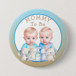 Badge Rond 7,6 Cm La maman Baby shower du garçon jumeau à être