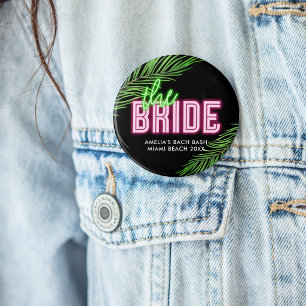Badge Rond 7,6 Cm La mariée verte et rose tropicale Bach