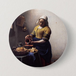 Badge Rond 7,6 Cm La Milkmaid de Johannes Vermeer