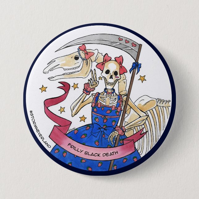 Badge Rond 7,6 Cm La mort noire froncée (Devant)