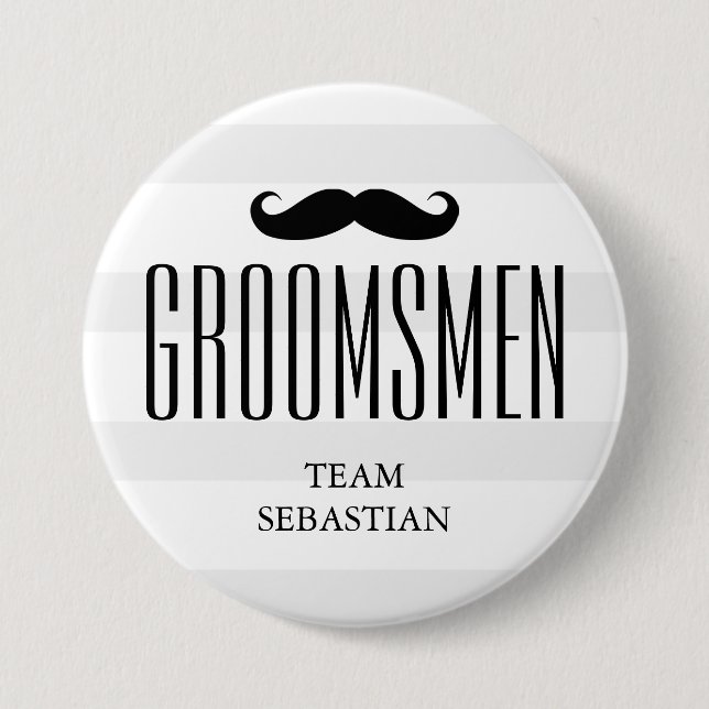 Badge Rond 7,6 Cm La moustache de Groomsman de coutume des hommes | (Devant)