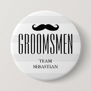 Badge Rond 7,6 Cm La moustache de Groomsman de coutume des hommes  