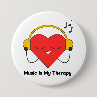 Badge Rond 7,6 Cm La musique est ma thérapie - Citation inspirante d