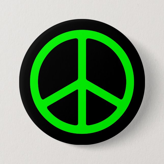 Badge Rond 7,6 Cm La paix vert clair se connectent Pinback noir (Devant)