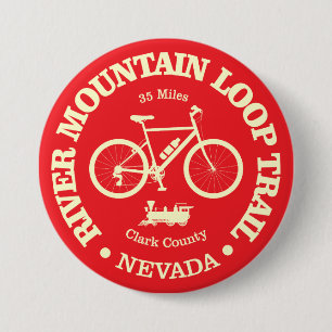 Badge Rond 7,6 Cm La piste de boucles de la rivière Mountain (cyclis
