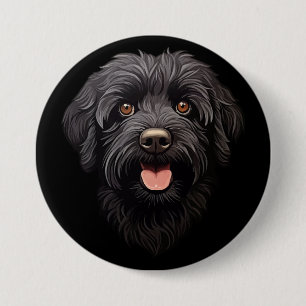 Badge Rond 7,6 Cm Labradoodle Chien noir