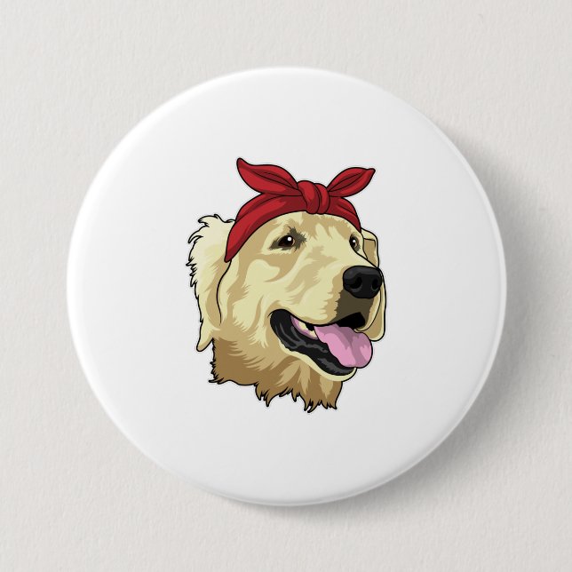 Badge Rond 7,6 Cm Labrador avec Bandana (Devant)