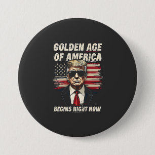 Badge Rond 7,6 Cm L'âge d'or de l'Amérique commence maintenant Trump