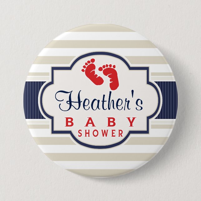 Badge Rond 7,6 Cm Lait, Marine, Éclats Baby shower (Devant)