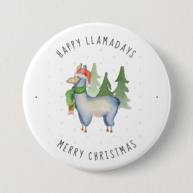 Badge Rond 7,6 Cm Lama de Noël (Devant)