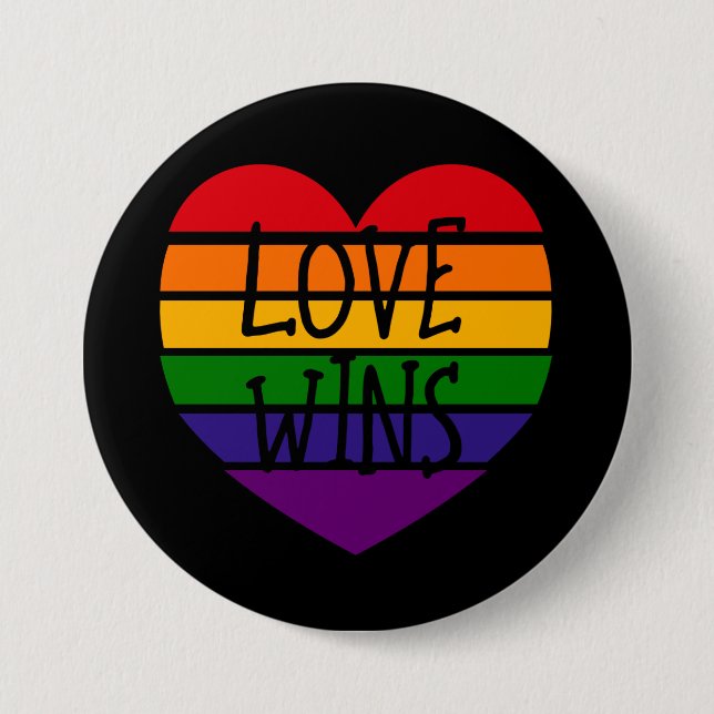 Badge Rond 7,6 Cm L'amour gagne Rainbow Heart (Devant)