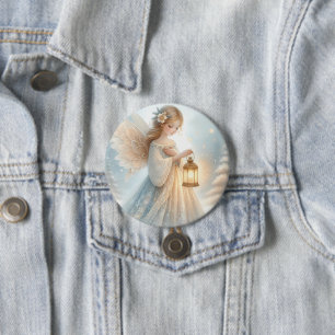 Badge Rond 7,6 Cm Lanterne d'ange céleste d'hiver de réconfort