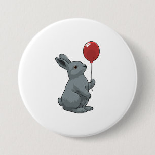 Badge Rond 7,6 Cm Lapin avec ballon