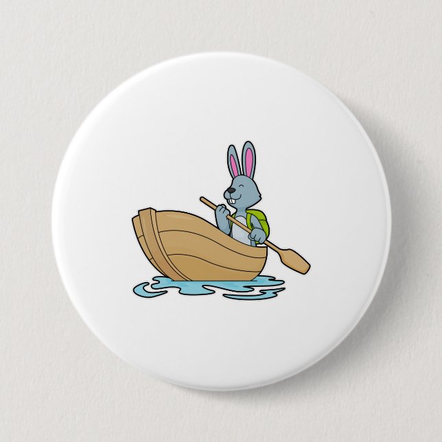 Badge Rond 7,6 Cm Lapin avec bateau et pédale (Devant)