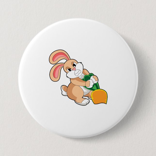 Badge Rond 7,6 Cm Lapin avec carotte (Devant)