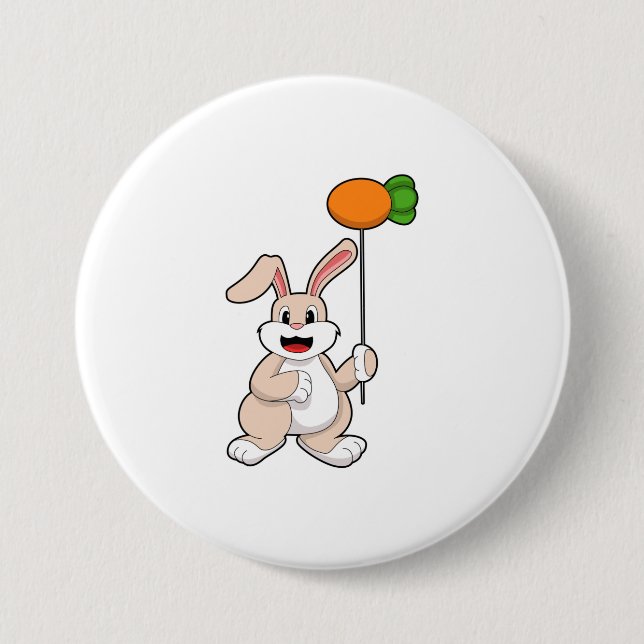 Badge Rond 7,6 Cm Lapin avec carotte comme ballon.PNG (Devant)