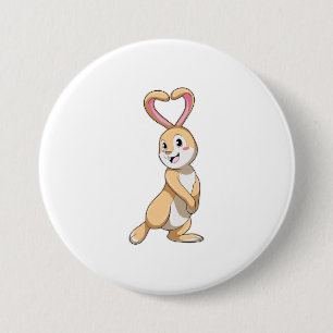 Badge Rond 7,6 Cm Lapin avec coeur
