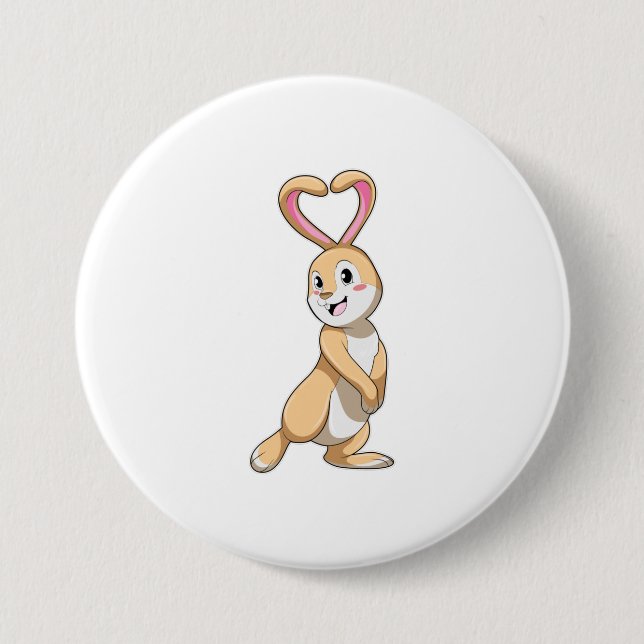 Badge Rond 7,6 Cm Lapin avec coeur (Devant)