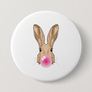 Badge Rond 7,6 Cm Lapin avec gomme à mâcher