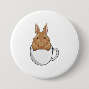 Badge Rond 7,6 Cm Lapin avec la coupe de café