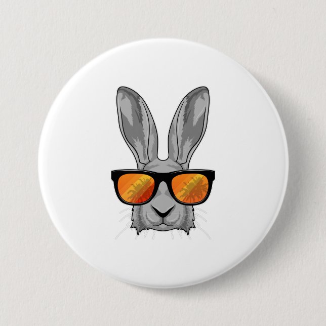 Badge Rond 7,6 Cm Lapin avec lunettes de soleil (Devant)