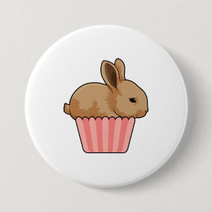 Badge Rond 7,6 Cm Lapin avec muffin