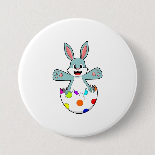 Badge Rond 7,6 Cm Lapin avec oeuf (Devant)