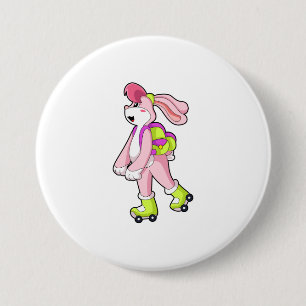 Badge Rond 7,6 Cm Lapin avec roulettes