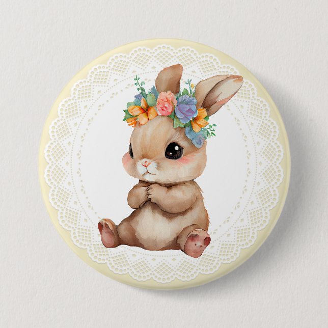 Badge Rond 7,6 Cm Lapin bébé (Devant)