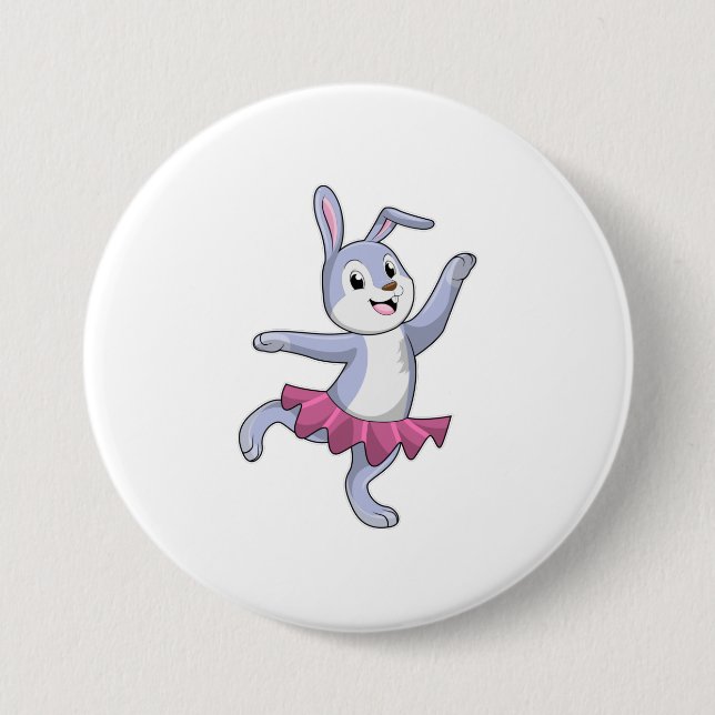Badge Rond 7,6 Cm Lapin comme Ballerina au Ballet (Devant)