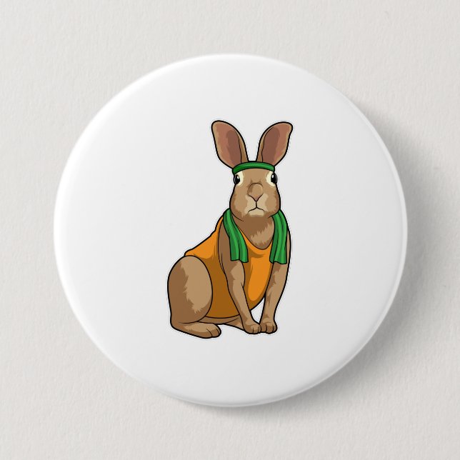 Badge Rond 7,6 Cm Lapin comme coureur avec serviette (Devant)