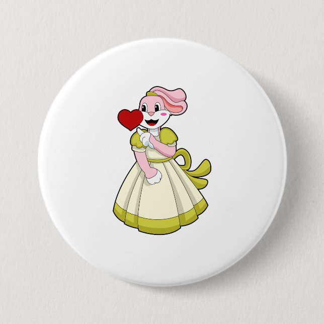 Badge Rond 7,6 Cm Lapin comme mariée avec robe de mariée.PNG (Devant)
