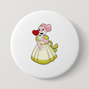 Badge Rond 7,6 Cm Lapin comme Mariée avec robe Mariage.PNG