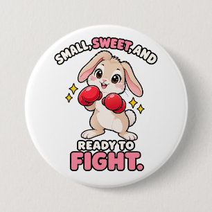 Badge Rond 7,6 Cm Lapin de boxe mignon prêt à se battre