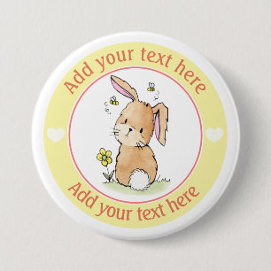 Badge Rond 7,6 Cm Lapin de Pâques et abeilles Personnalisé