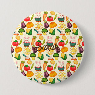 Badge Rond 7,6 Cm Lapin Lapin Farmer de légumes